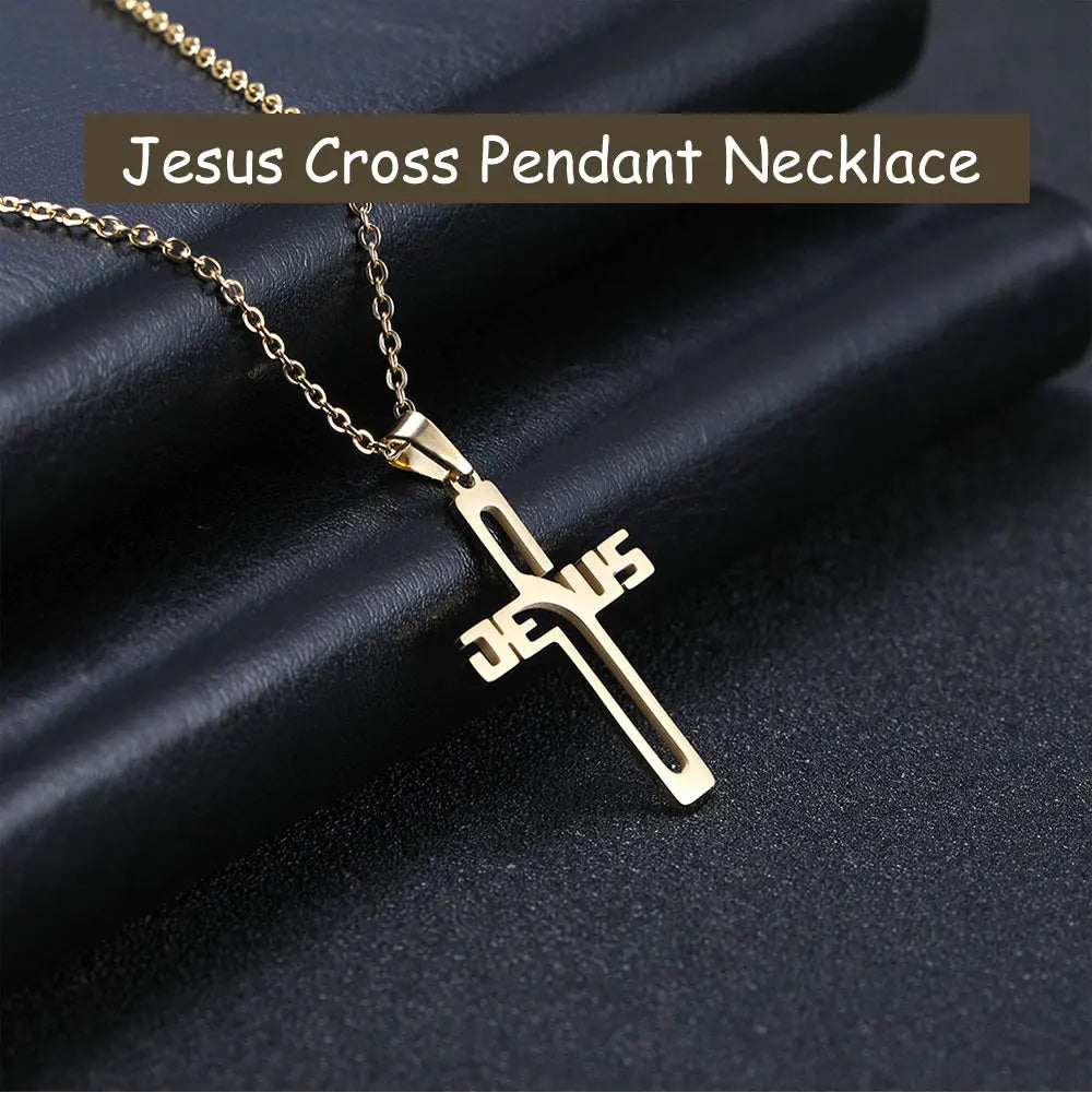 Cazador Jesus Cross Hollow Pendant Necklace