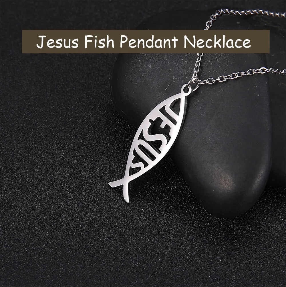 Jesus Fish Pendant Necklace