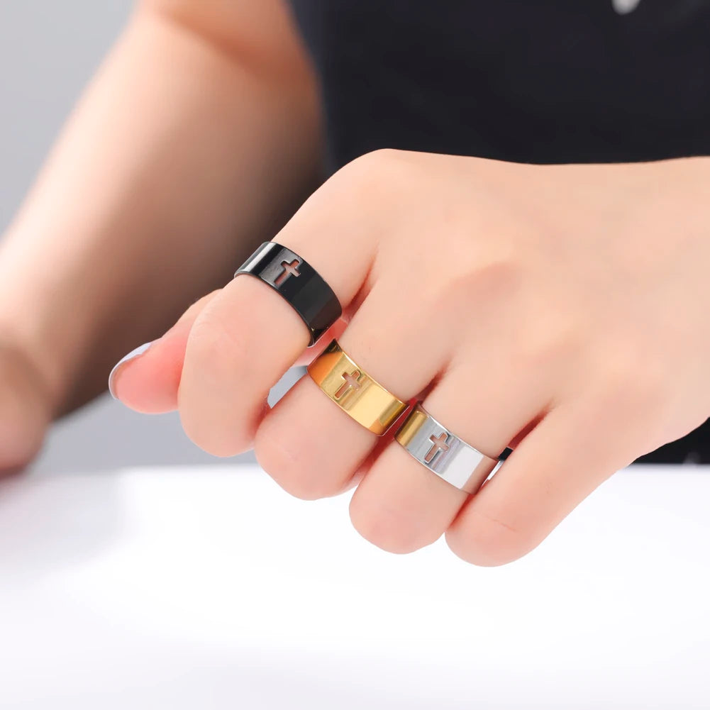 Gothic Cross Couple Ring