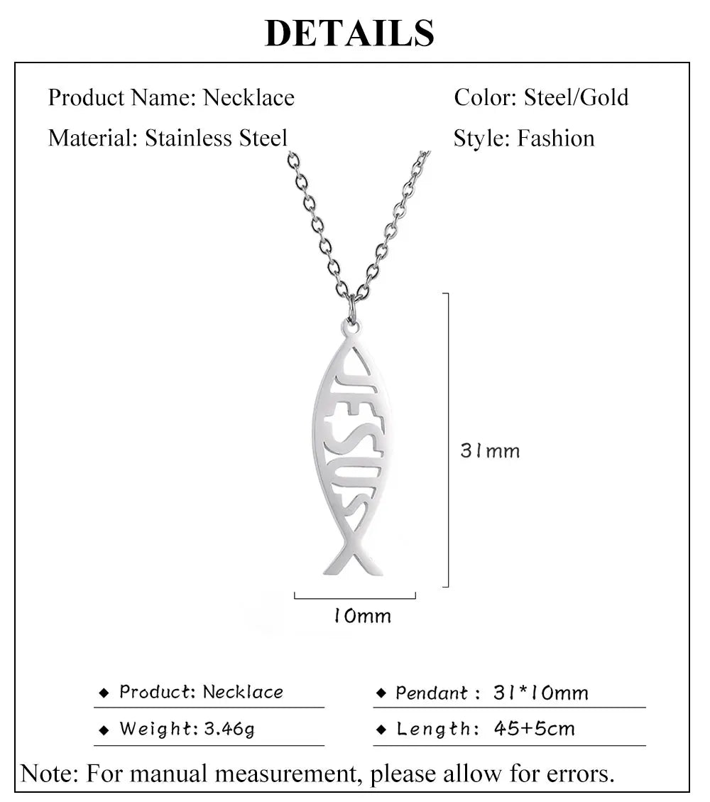 Jesus Fish Pendant Necklace