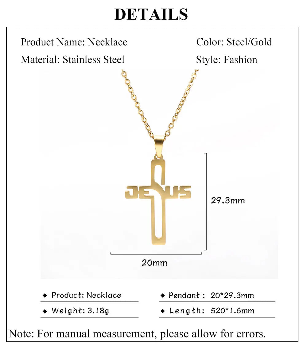 Cazador Jesus Cross Hollow Pendant Necklace