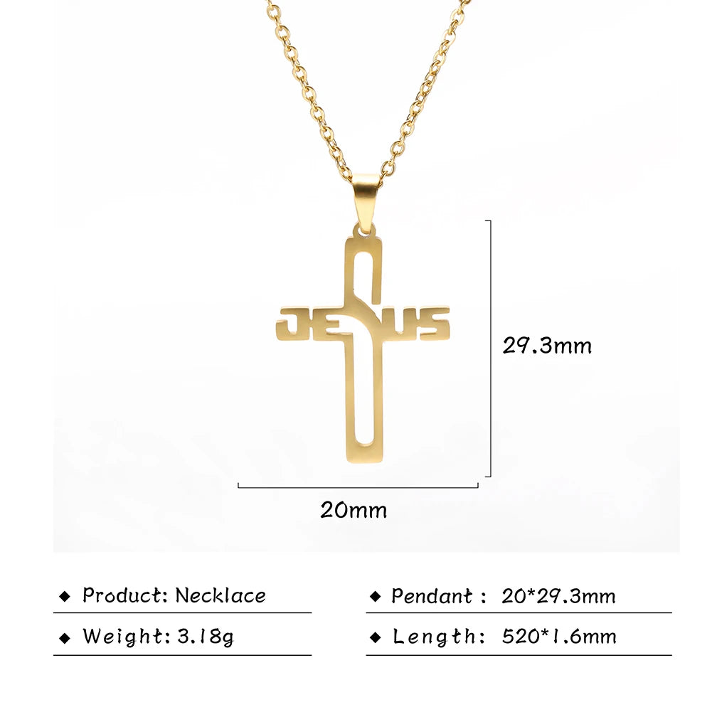 Cazador Jesus Cross Hollow Pendant Necklace