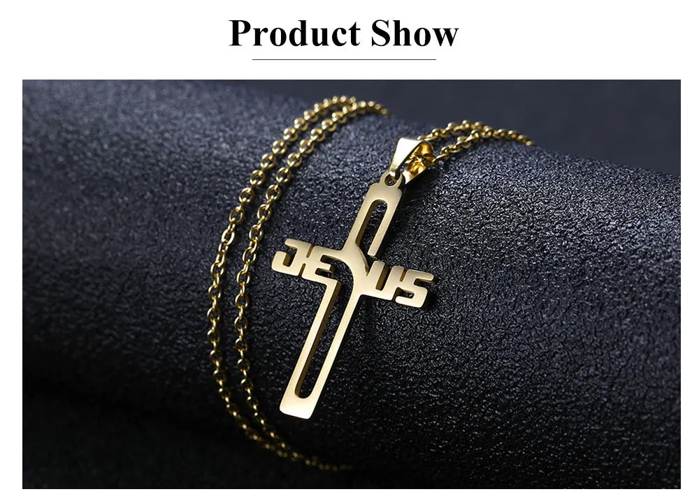 Cazador Jesus Cross Hollow Pendant Necklace