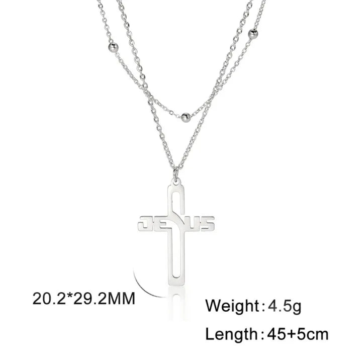 Cazador Jesus Cross Hollow Pendant Necklace