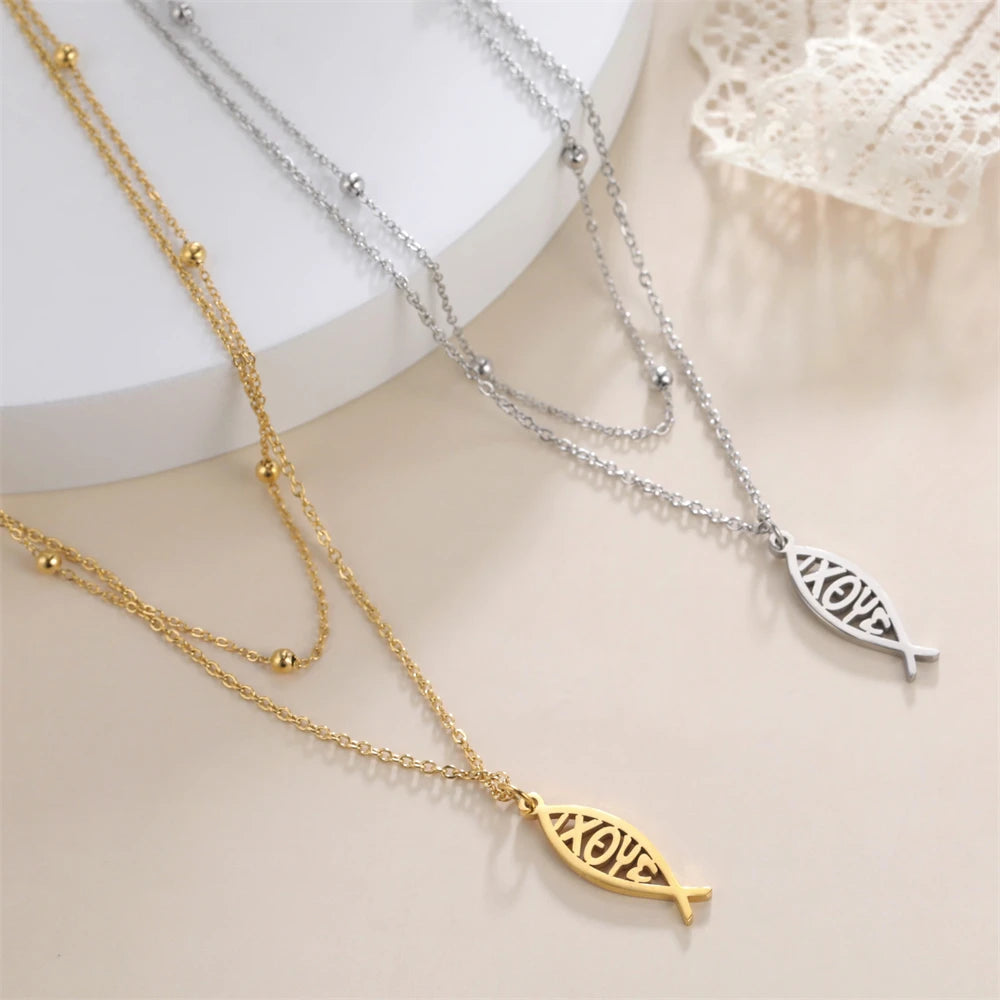 Jesus Fish Pendant Necklace