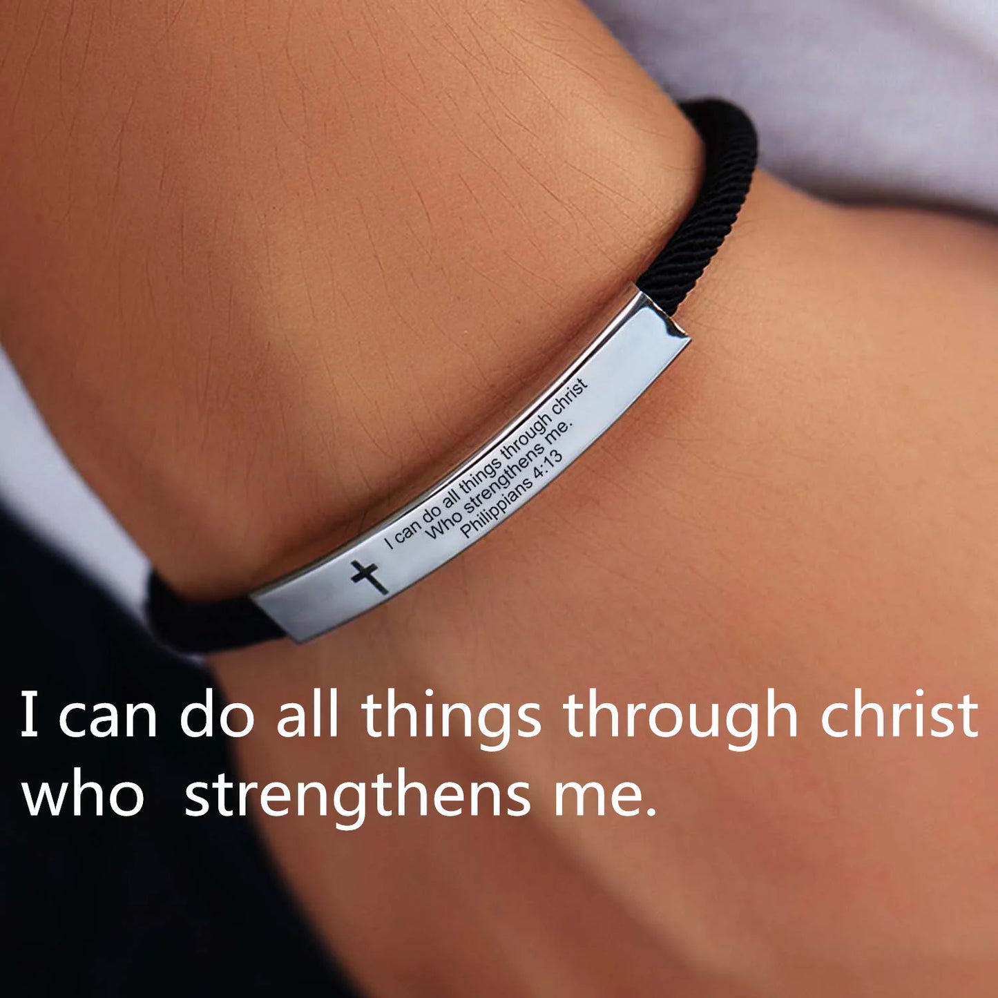 Cross Jesus Bible Laser Letters Bracelet