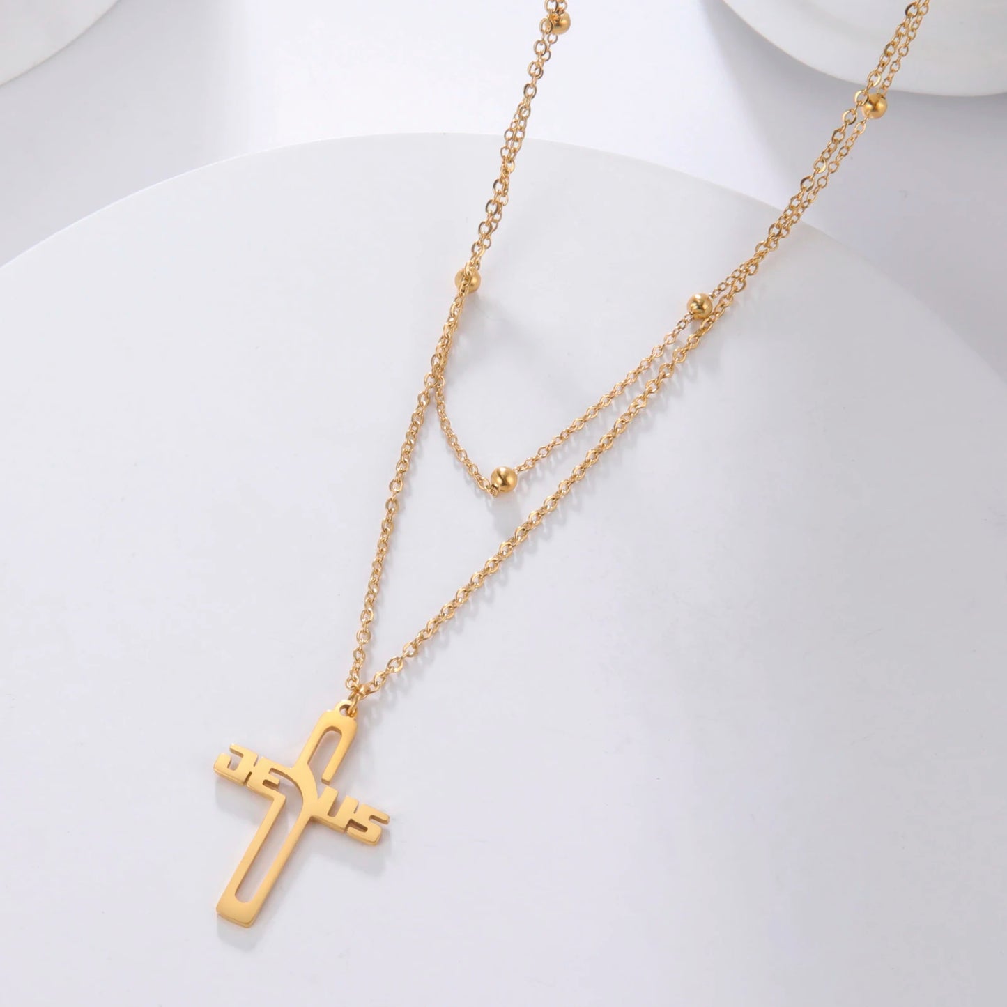 Cazador Jesus Cross Hollow Pendant Necklace