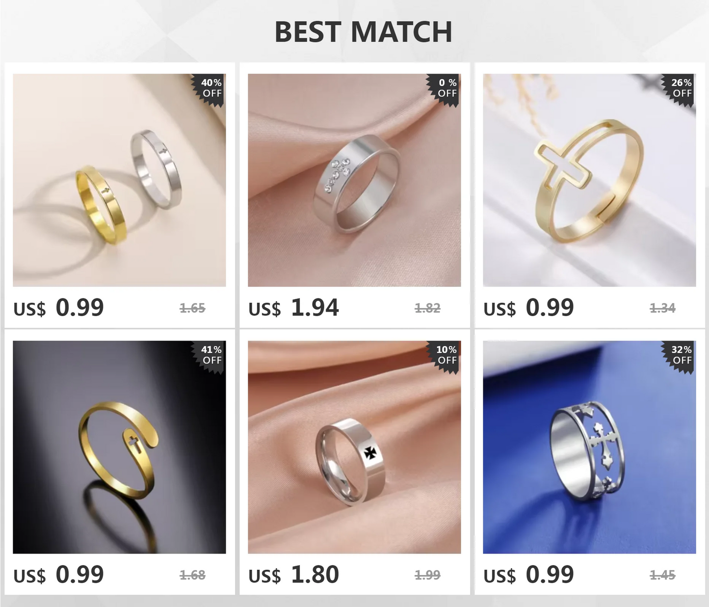 Gothic Cross Couple Ring