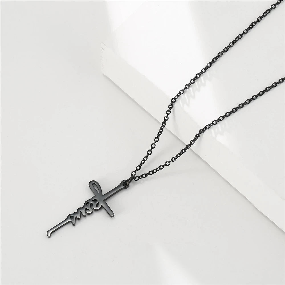 Cazador Jesus Cross Hollow Pendant Necklace