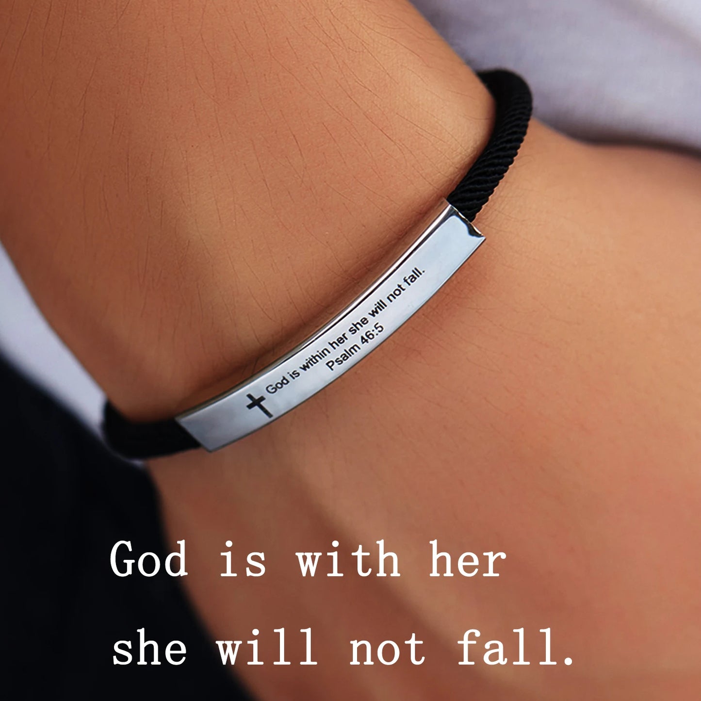 Cross Jesus Bible Laser Letters Bracelet