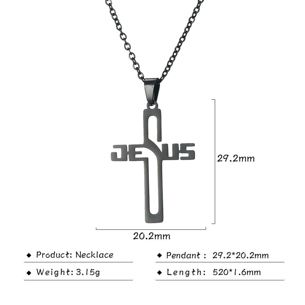 Cazador Jesus Cross Hollow Pendant Necklace