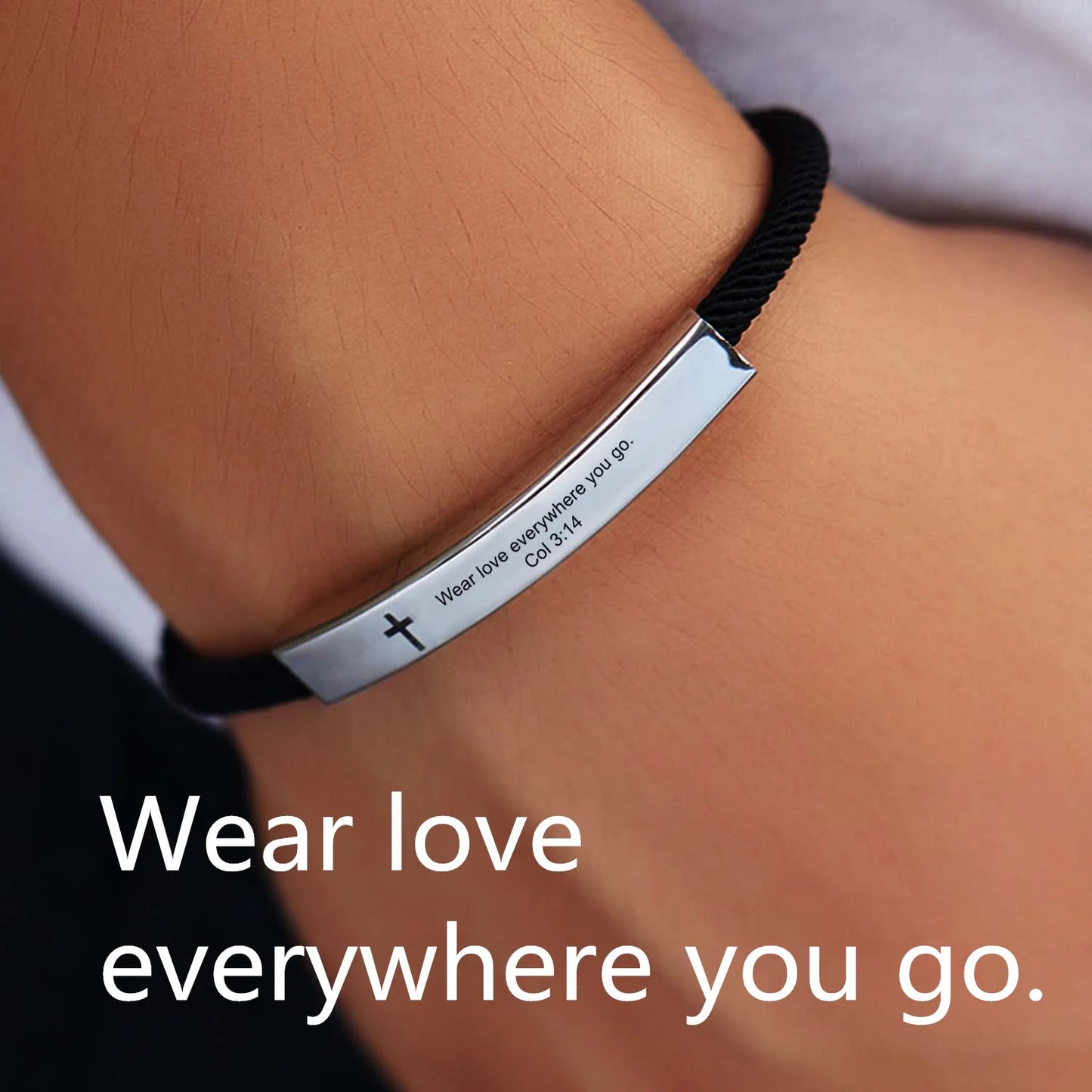 Cross Jesus Bible Laser Letters Bracelet