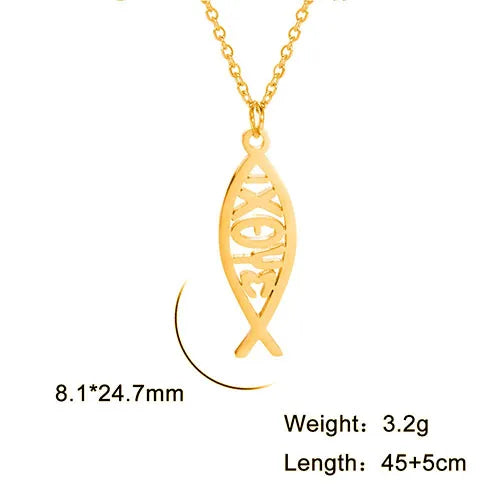 Jesus Fish Pendant Necklace