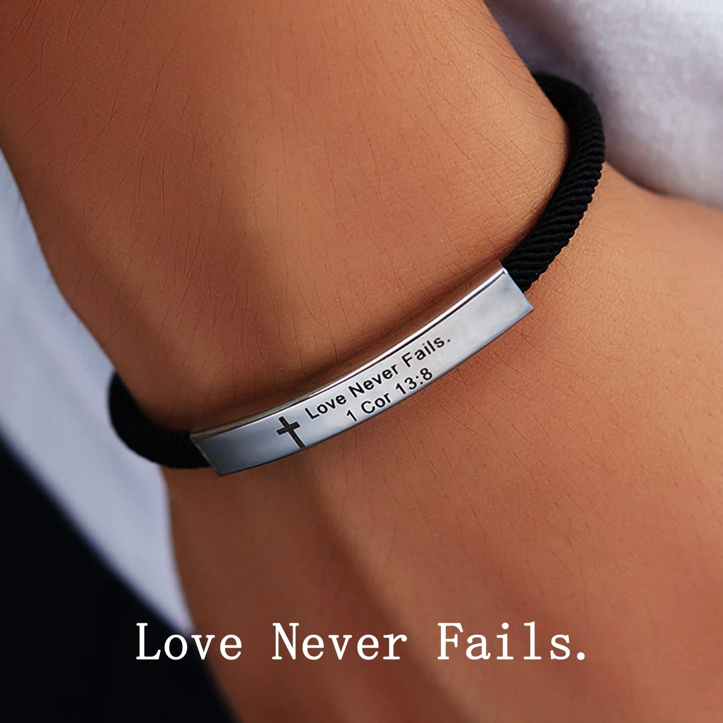 Cross Jesus Bible Laser Letters Bracelet