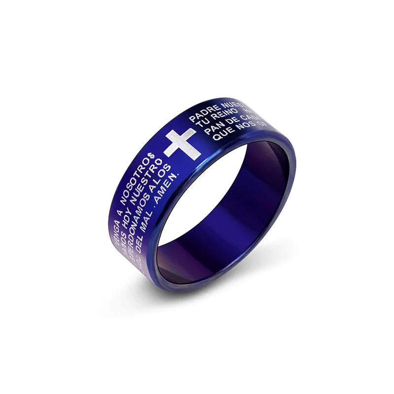 8MM Black Stainless Steel Jesus Ring