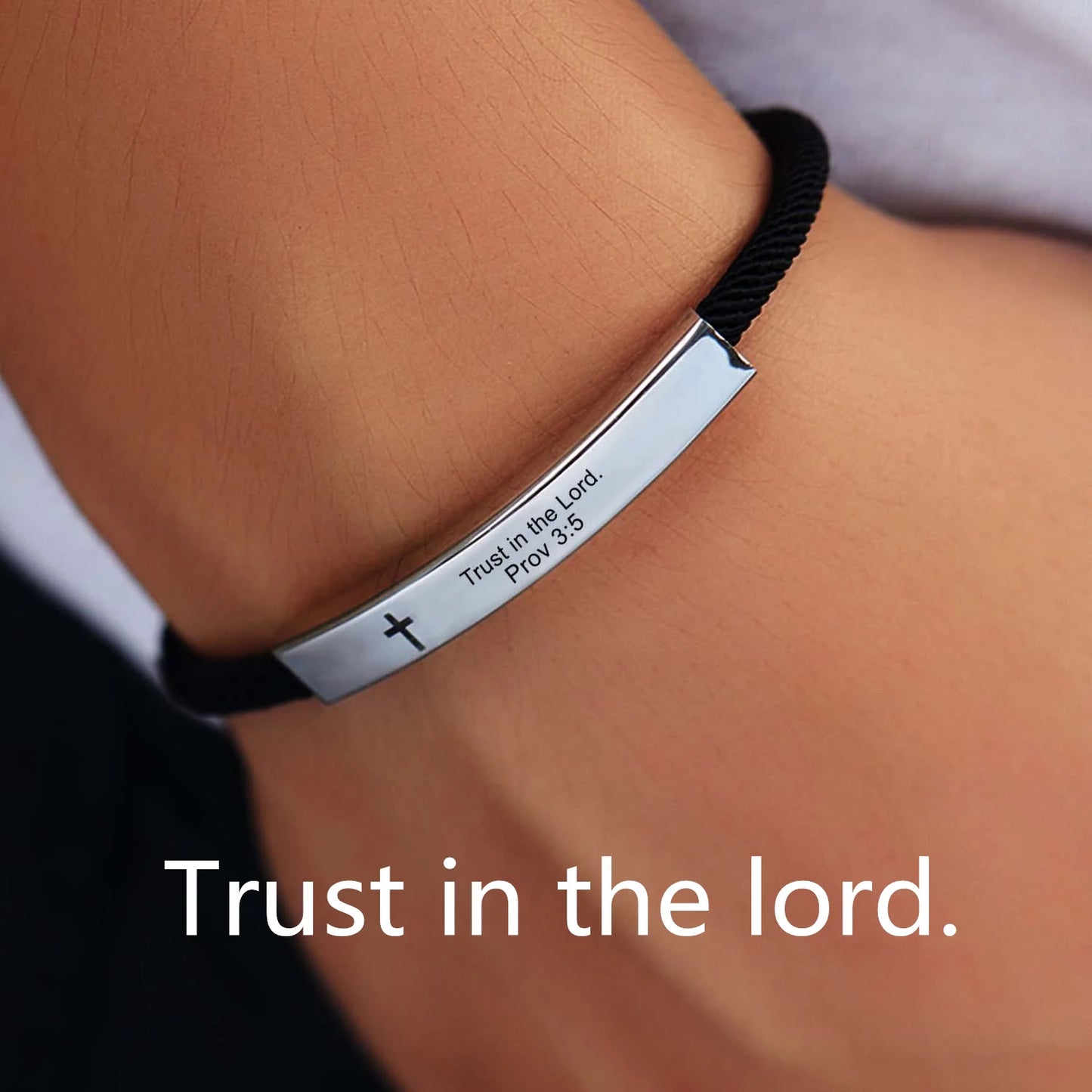 Cross Jesus Bible Laser Letters Bracelet