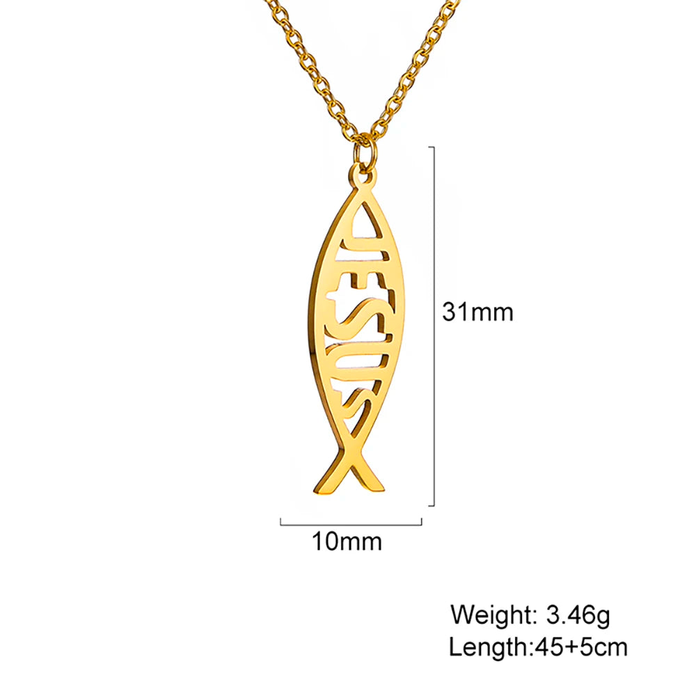 Jesus Fish Pendant Necklace