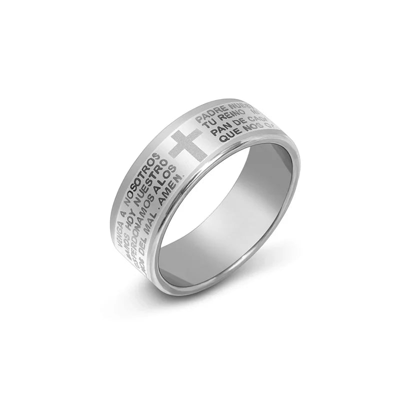 8MM Black Stainless Steel Jesus Ring