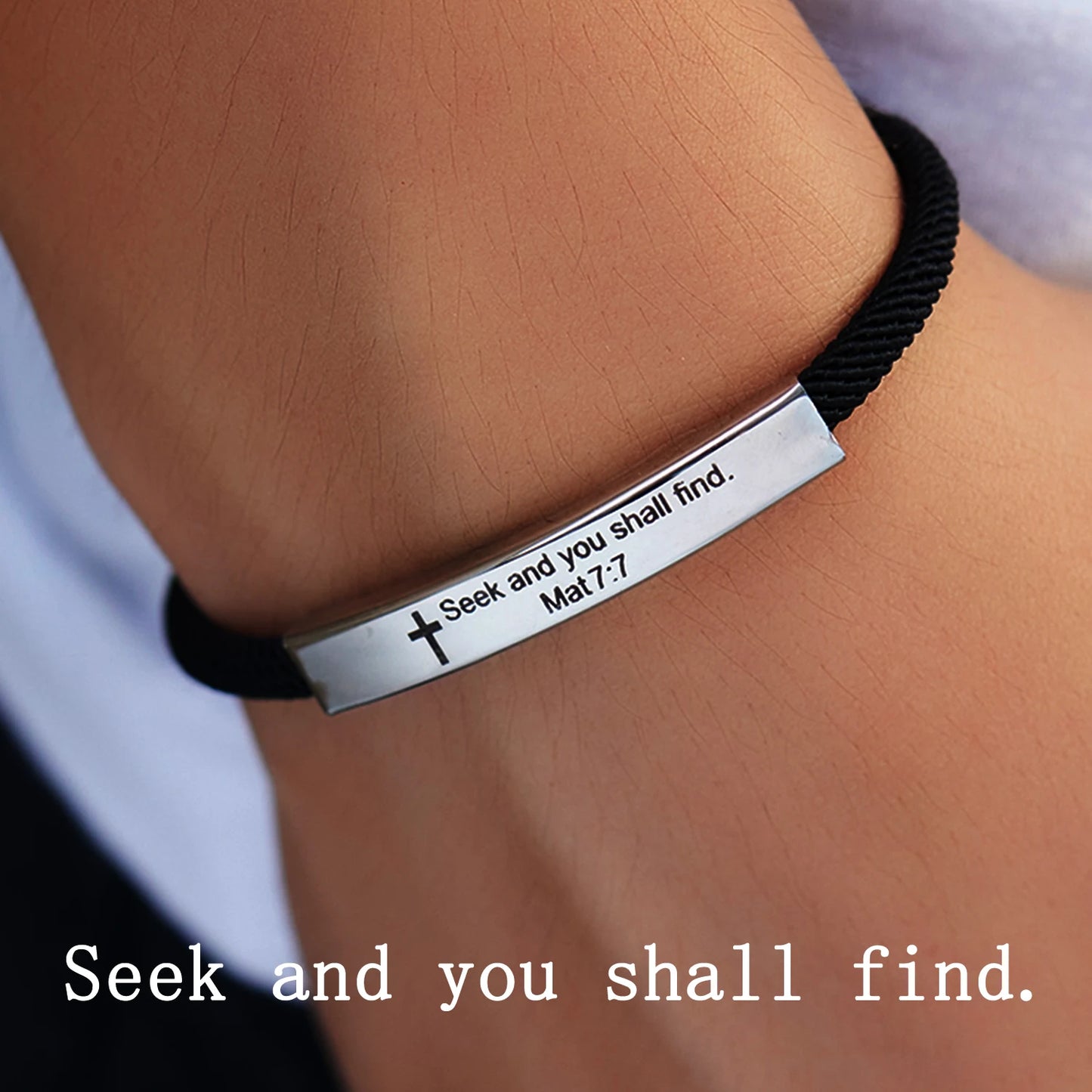 Cross Jesus Bible Laser Letters Bracelet
