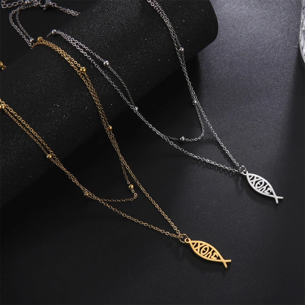 Jesus Fish Pendant Necklace