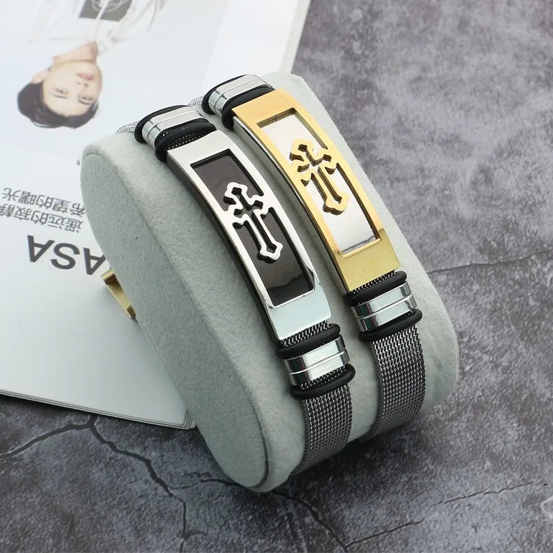 Cross Adjustable Titanium Steel Bracelet