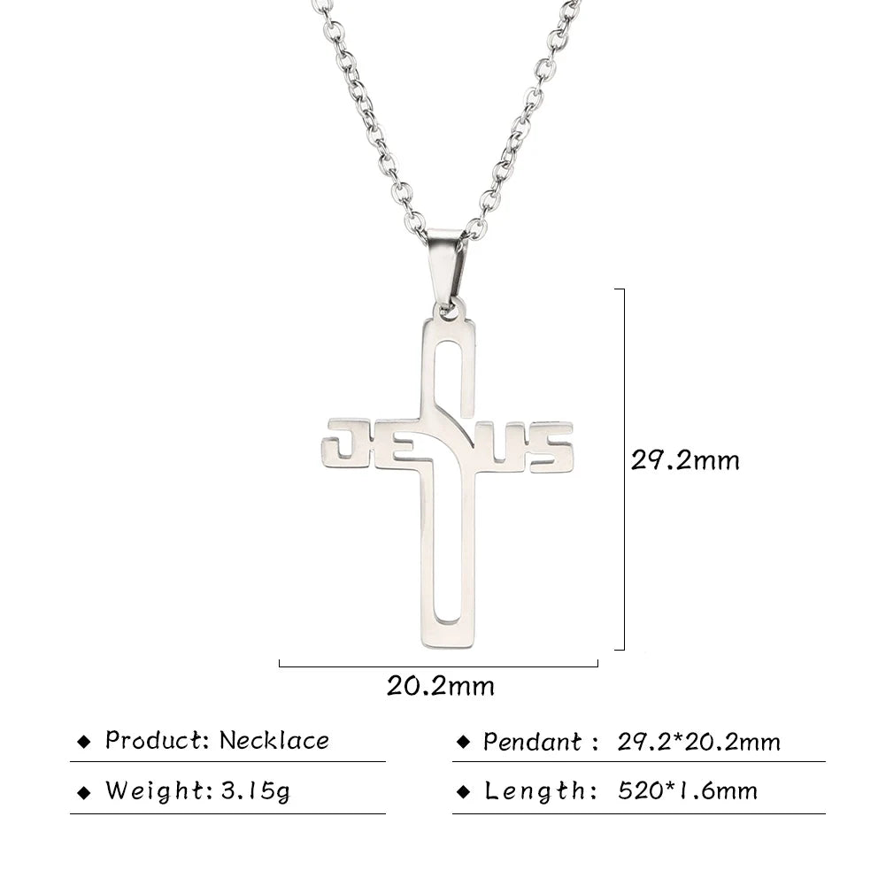 Cazador Jesus Cross Hollow Pendant Necklace