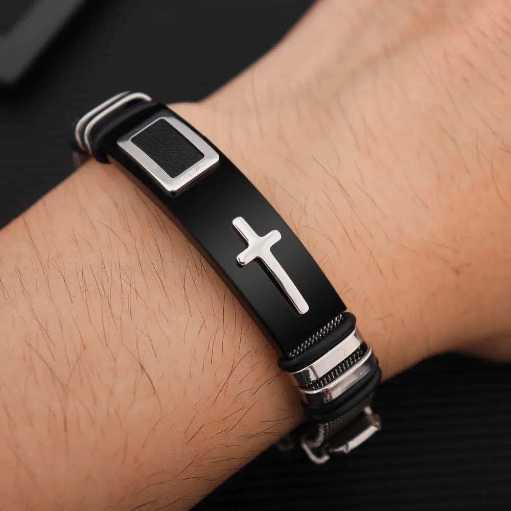 Cross Adjustable Titanium Steel Bracelet