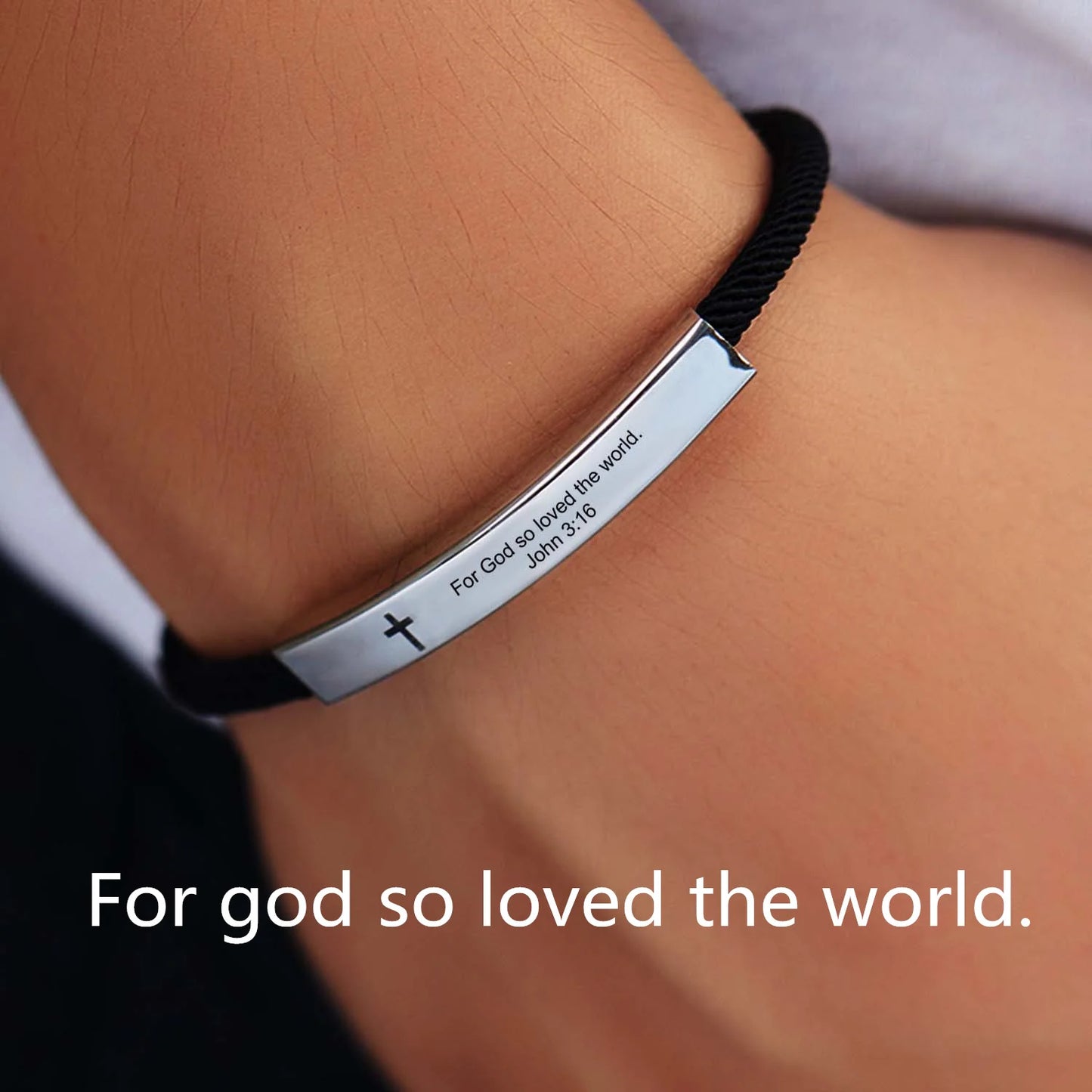 Cross Jesus Bible Laser Letters Bracelet