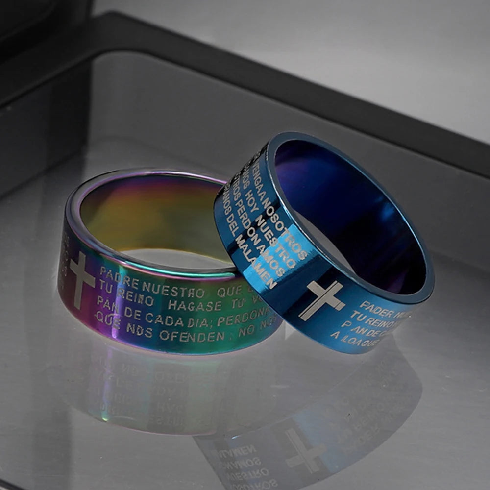 8MM Black Stainless Steel Jesus Ring