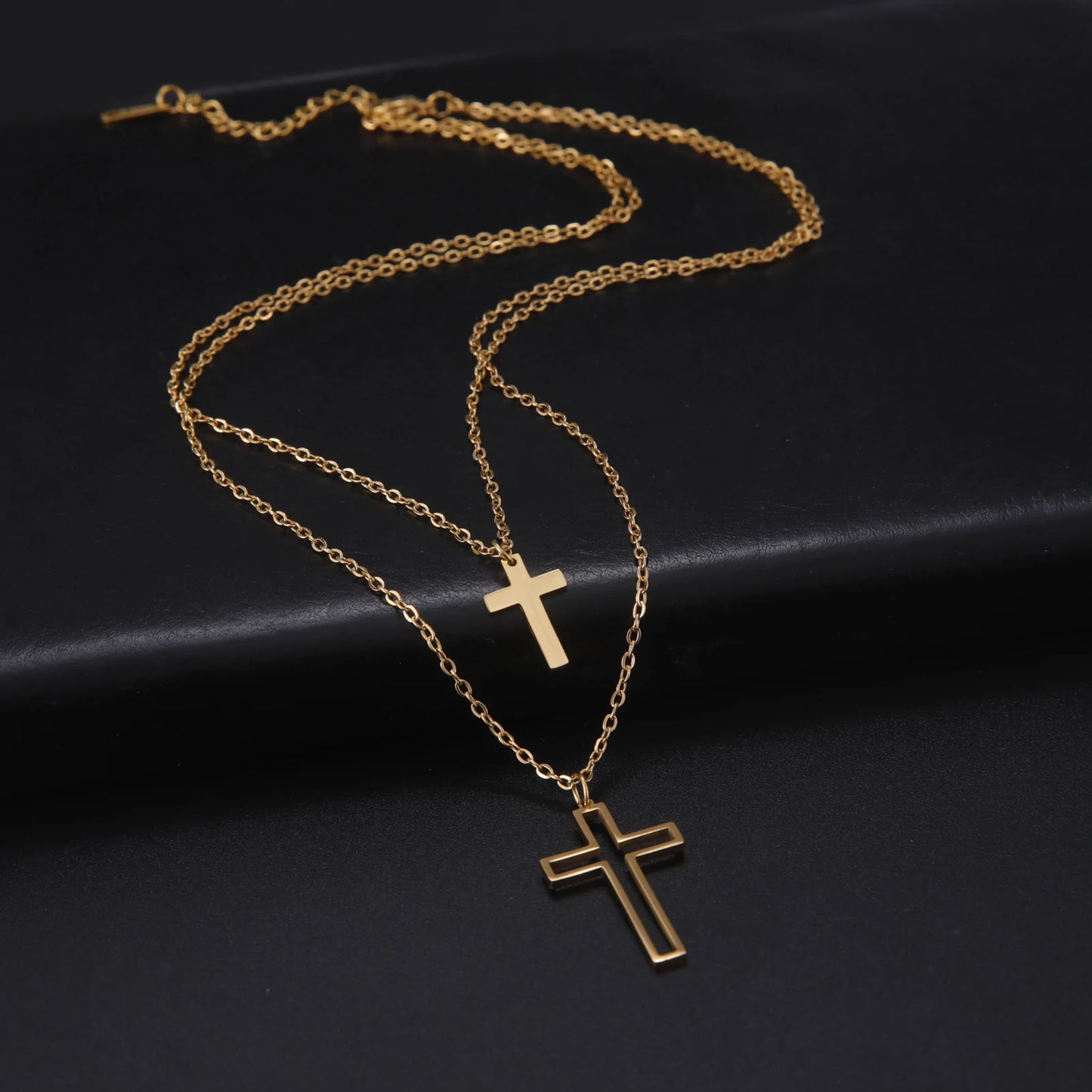Skyrim Cross Pendant Double Layer Necklace