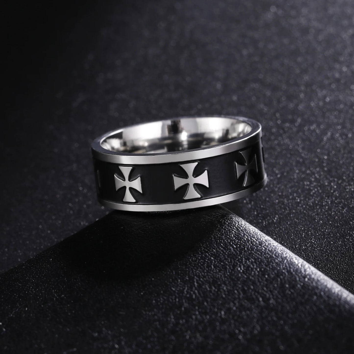 8MM Wide Jesus Cross Ring