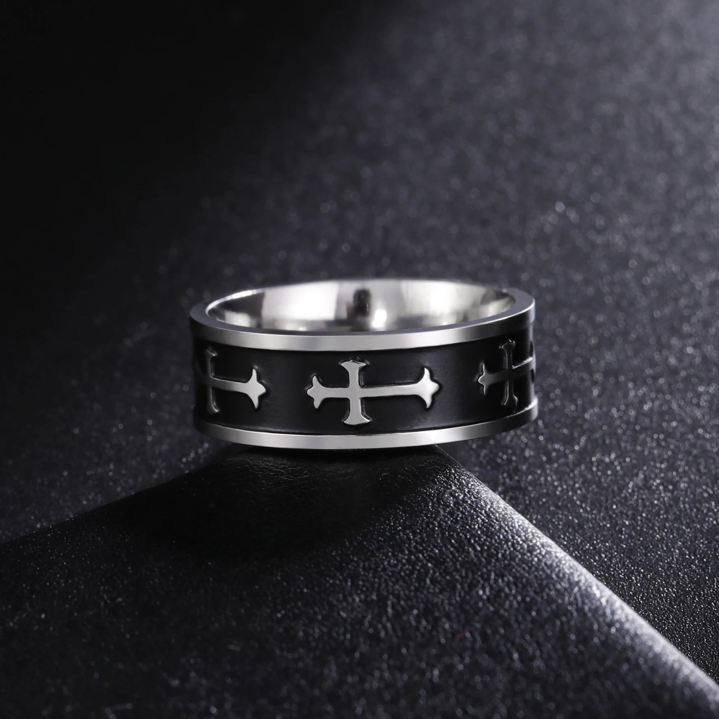 8MM Wide Jesus Cross Ring