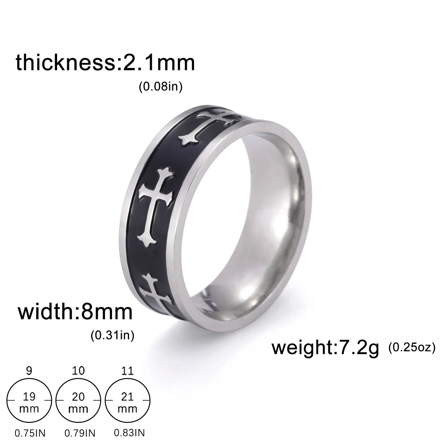 8MM Wide Jesus Cross Ring