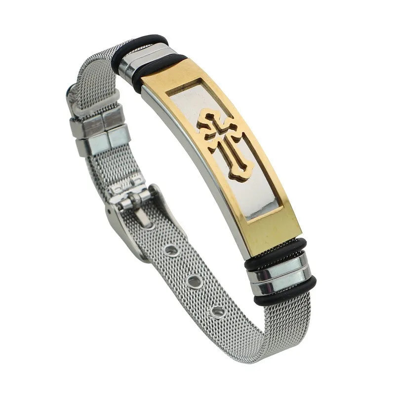 Cross Adjustable Titanium Steel Bracelet