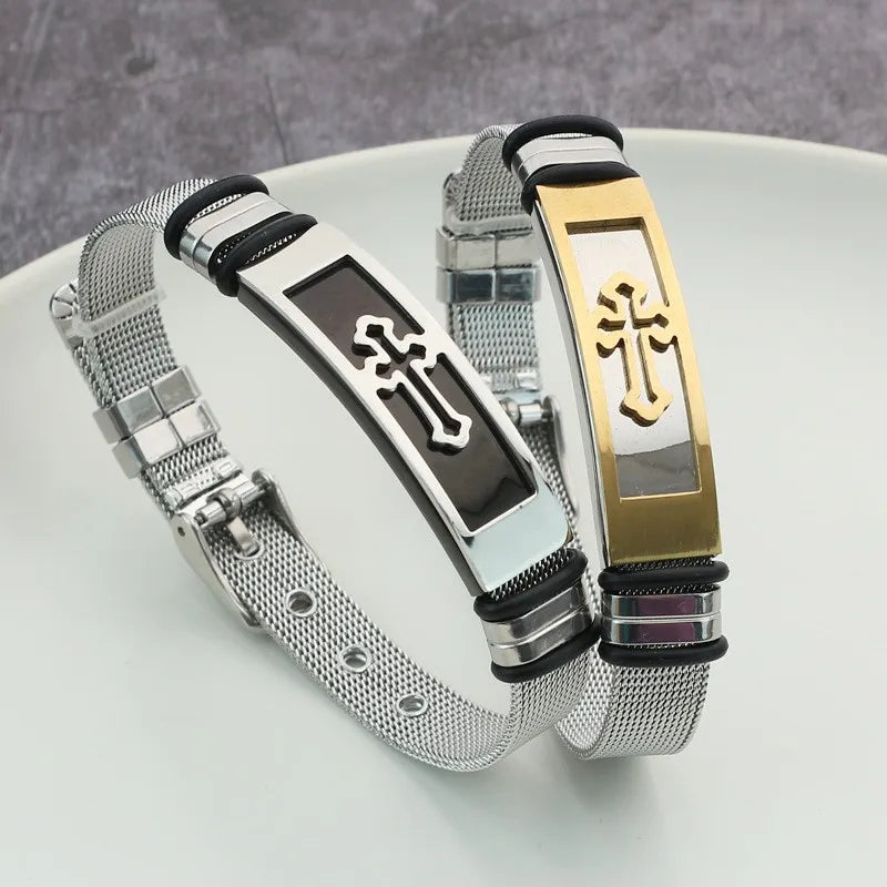Cross Adjustable Titanium Steel Bracelet