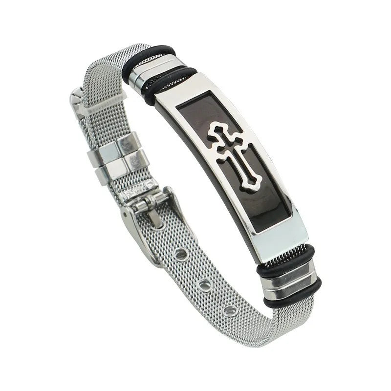 Cross Adjustable Titanium Steel Bracelet