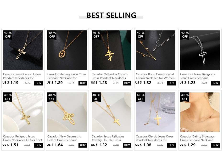 Cazador Jesus Cross Hollow Pendant Necklace