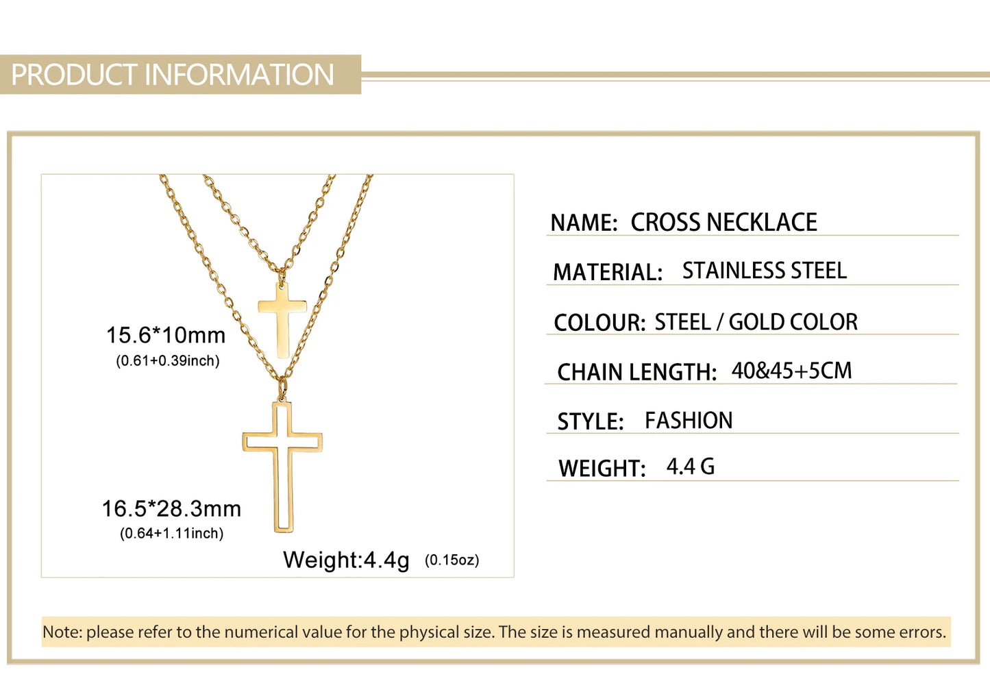 Skyrim Cross Pendant Double Layer Necklace
