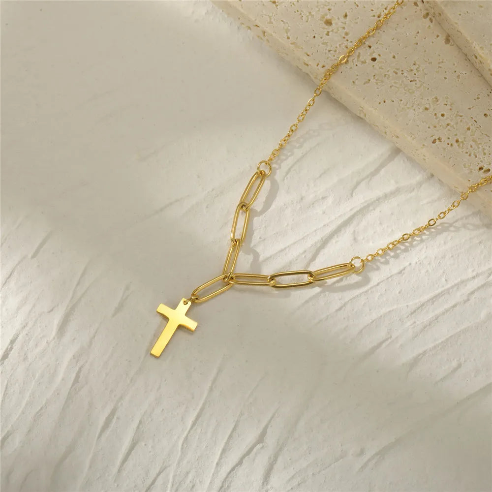 Skyrim Cross Pendant Double Layer Necklace