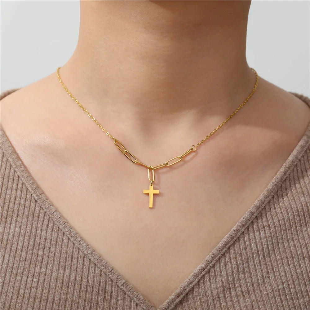 Skyrim Cross Pendant Double Layer Necklace