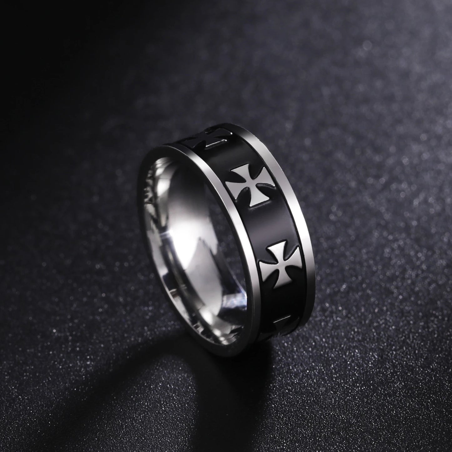 8MM Wide Jesus Cross Ring