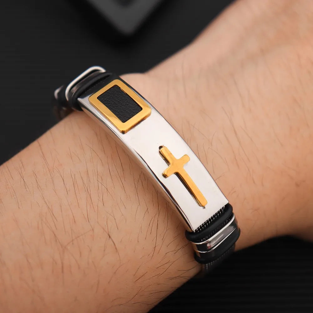 Cross Adjustable Titanium Steel Bracelet