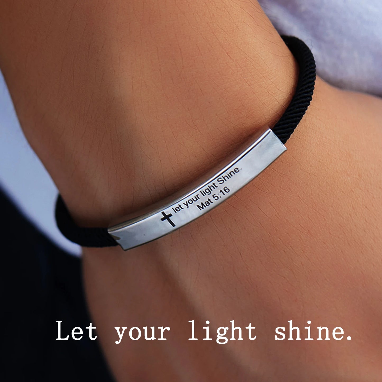 Cross Jesus Bible Laser Letters Bracelet